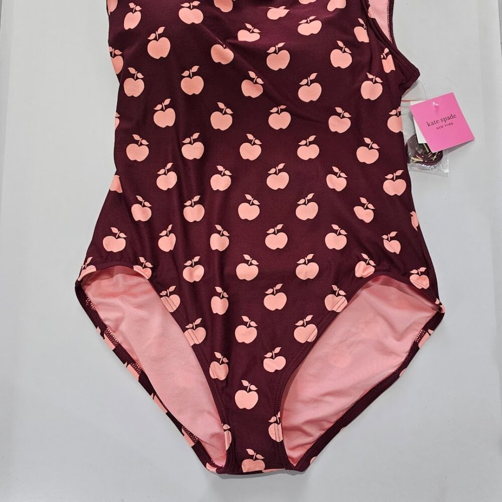 Kate Spade New York Fruit Print One Shoulder One Piece Swimsuit Deep Plum - Picture 5 of 12